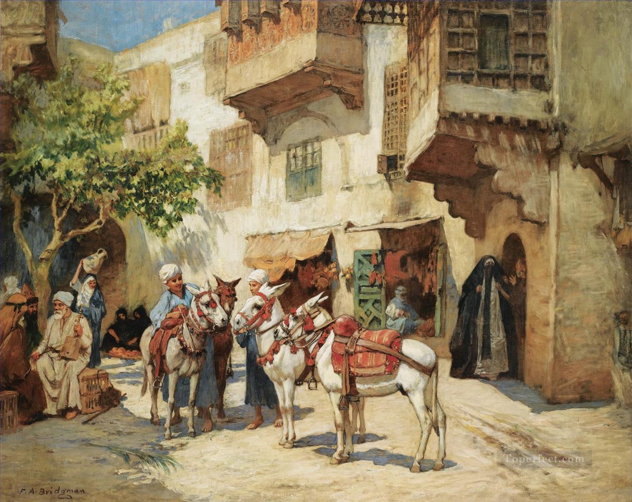 Marketplace in North Africa Frederick Arthur Bridgman Frederick Arthur Bridgman Arab Oil Paintings